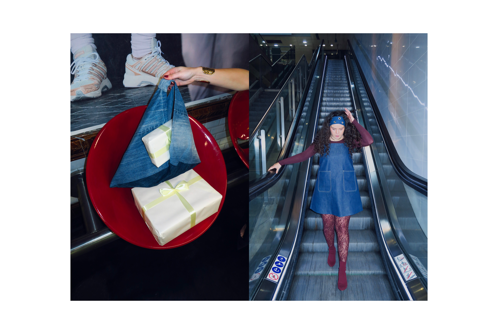 Sac, robe et bandeau en jean upcyclé