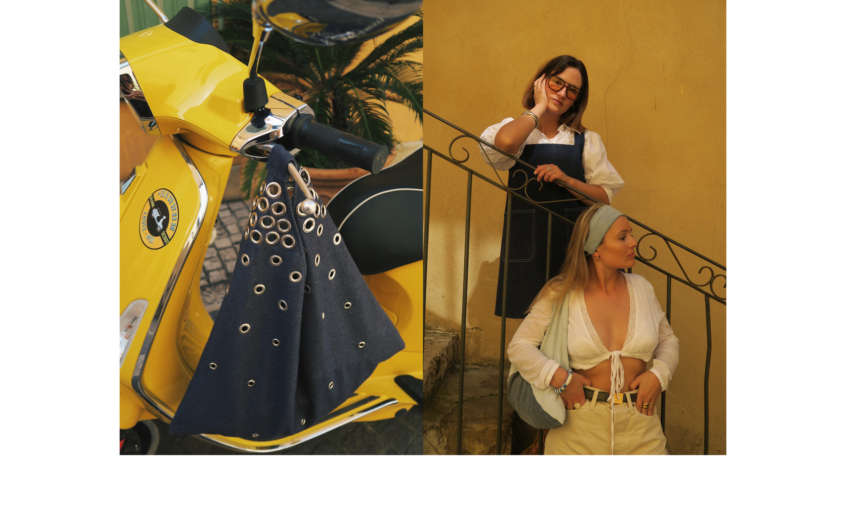 sac en jean - oeillet - robe en jean - beandeau en jean