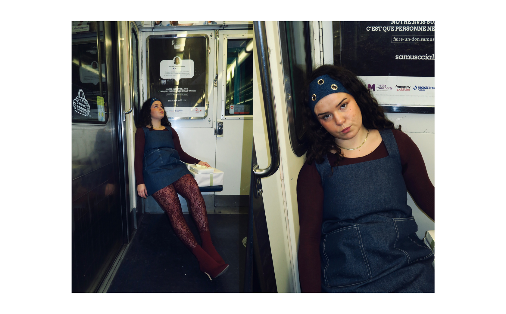 bandeau et robe en jean, oeillets